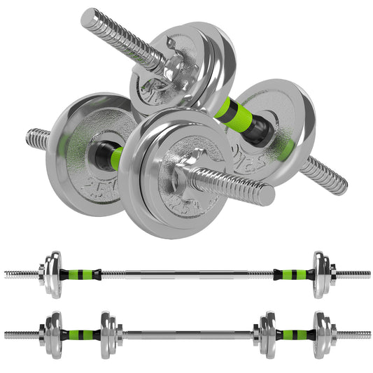 20kg Adjustable Weights Dumbbells Set, 2-in-1 Dumbbells and Barbell with Non-slip Handle, Free Weights Set for Home Gym