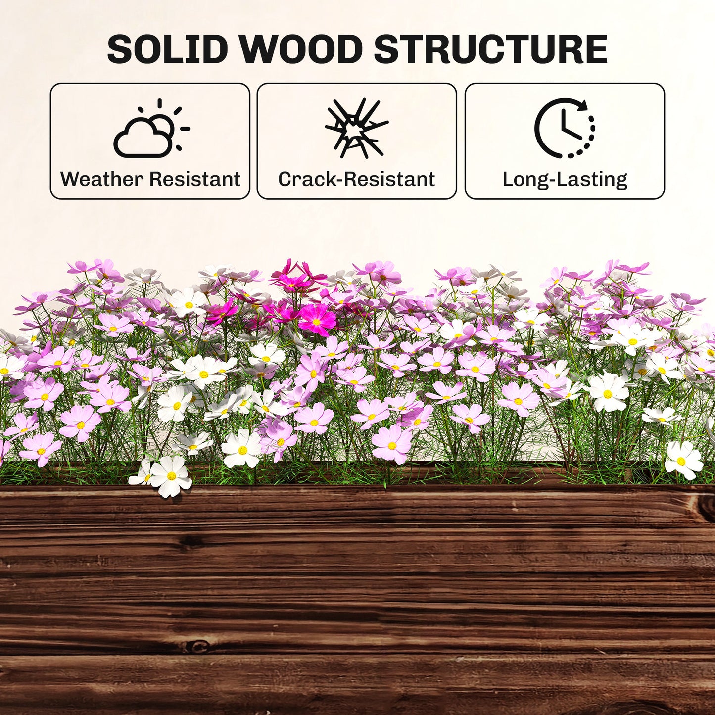 2-Tier Wooden Raised Planter, Raised Garden Bed on Legs with Drainage Holes and Bed Liner, Elevated Garden Planter
