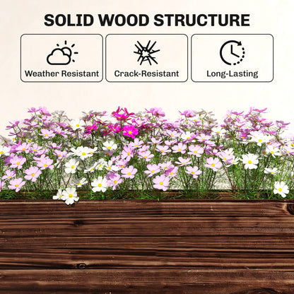 2-Tier Wooden Raised Planter, Raised Garden Bed on Legs with Drainage Holes and Bed Liner, Elevated Garden Planter