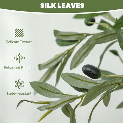 4ft/ 120cm Decorative Artificial Plant, Silk Olive Tree with 450 Leaves and 20 Olive Fruits in Pot, Fake Plant for Home, Office, Living Room, Indoor Decor