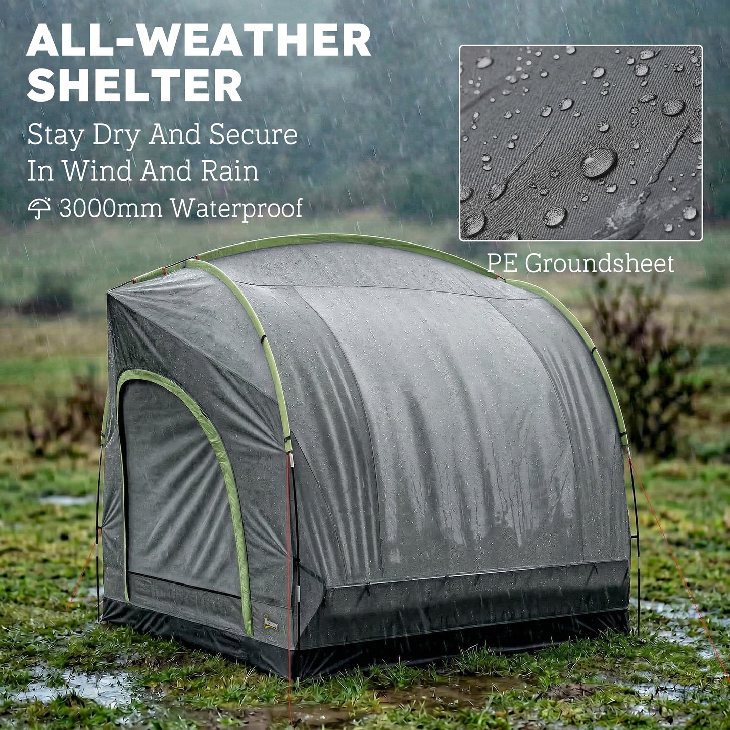 SUV Tailgate Car Tent | 2.35m Stand-Up Height | 3000mm Waterproof | Panoramic Mesh Doors | 5-15 Min Setup | Grey