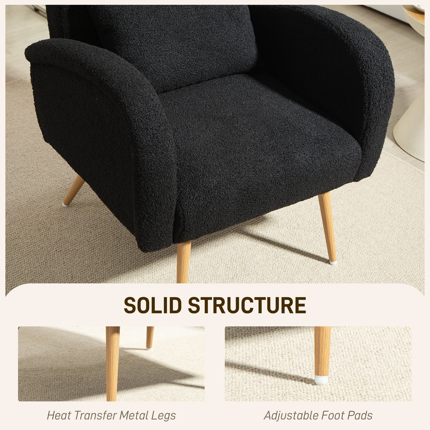 Teddy Fleece Accent Chair - Black