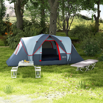 Outsunny Folding Picnic Camping Table with 4 Seats and Umbrella Hole - Grey