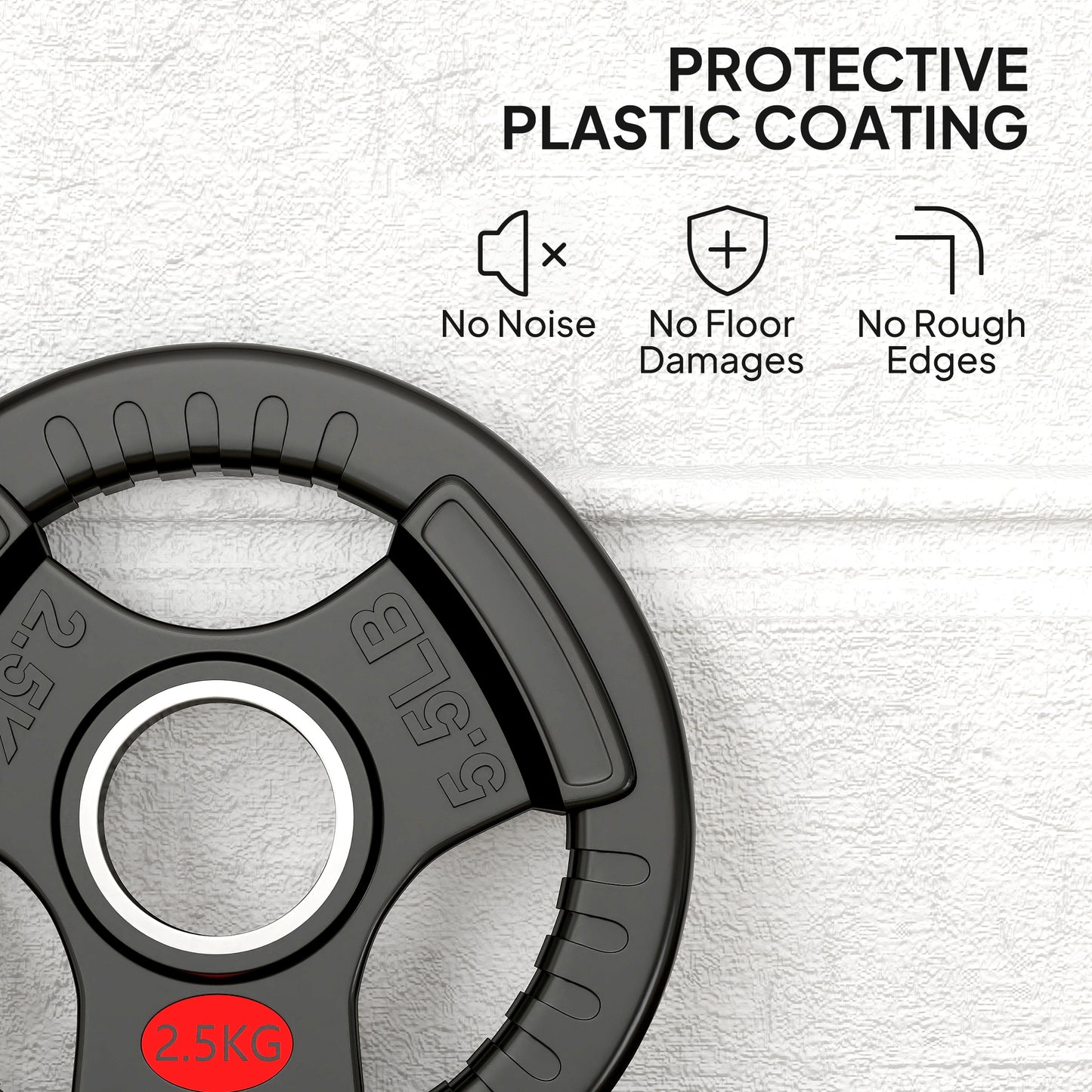 SPORTNOW Olympic Weight Plates, 2"/5cm Weight Disc Pair with Tri-Grips, 2 x 2.5kg Dumbbell Plates for Weightlifting and Strength Training Home Gym Fitness Workout, Black