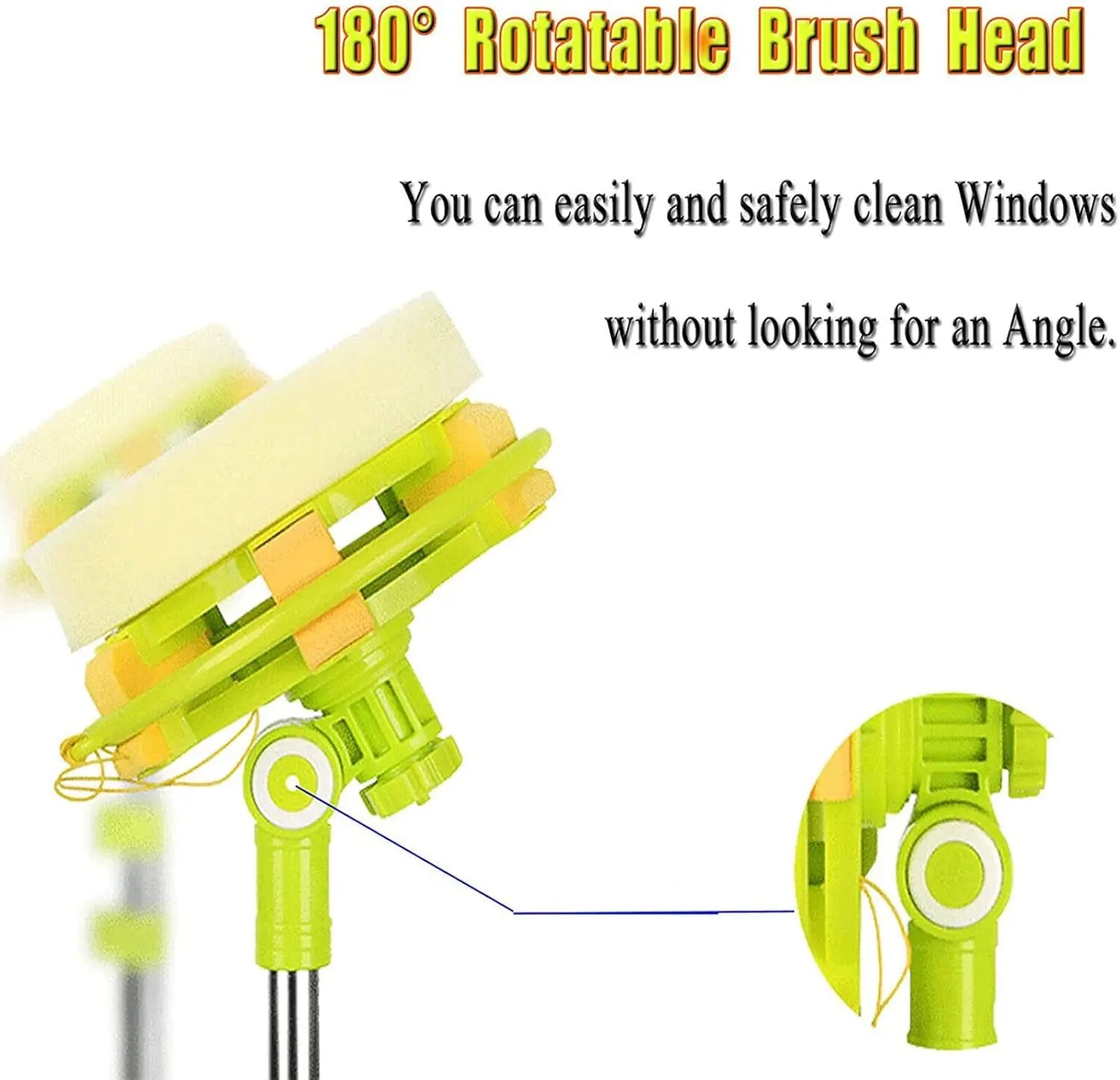 Dayplus Mulpurpose 2 in 1 Window Cleaning Tool-U Shaped Telescopic High Rise Window Cleaner, Adjustable Sponge Head&Squeegees