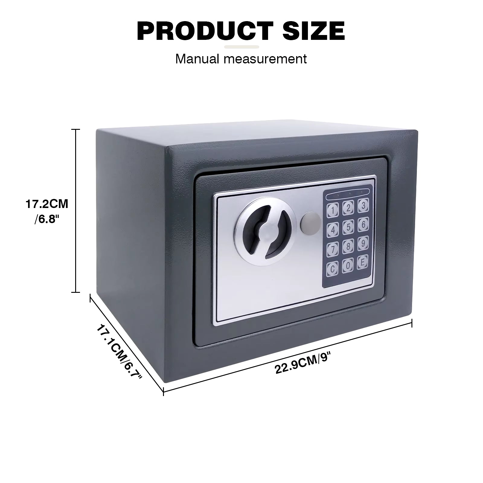 Safes for Home Fireproof Waterproof with 2 Manual Override Keys,Security Safe Cash Box with Double Digital Keypad and Key