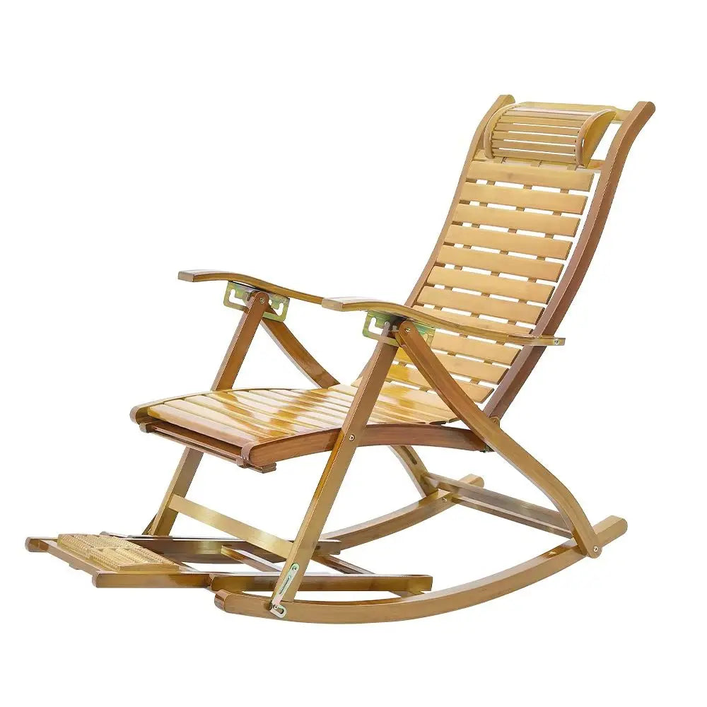 Bamboo Rocking Chair Foldable Recliner, Bamboo Chair, Natural Wood