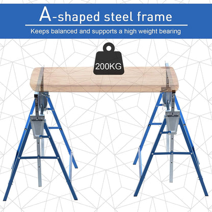 Steel Builders Workers Twin-Set Telescopic Trestle Stand Assist Blue / Black