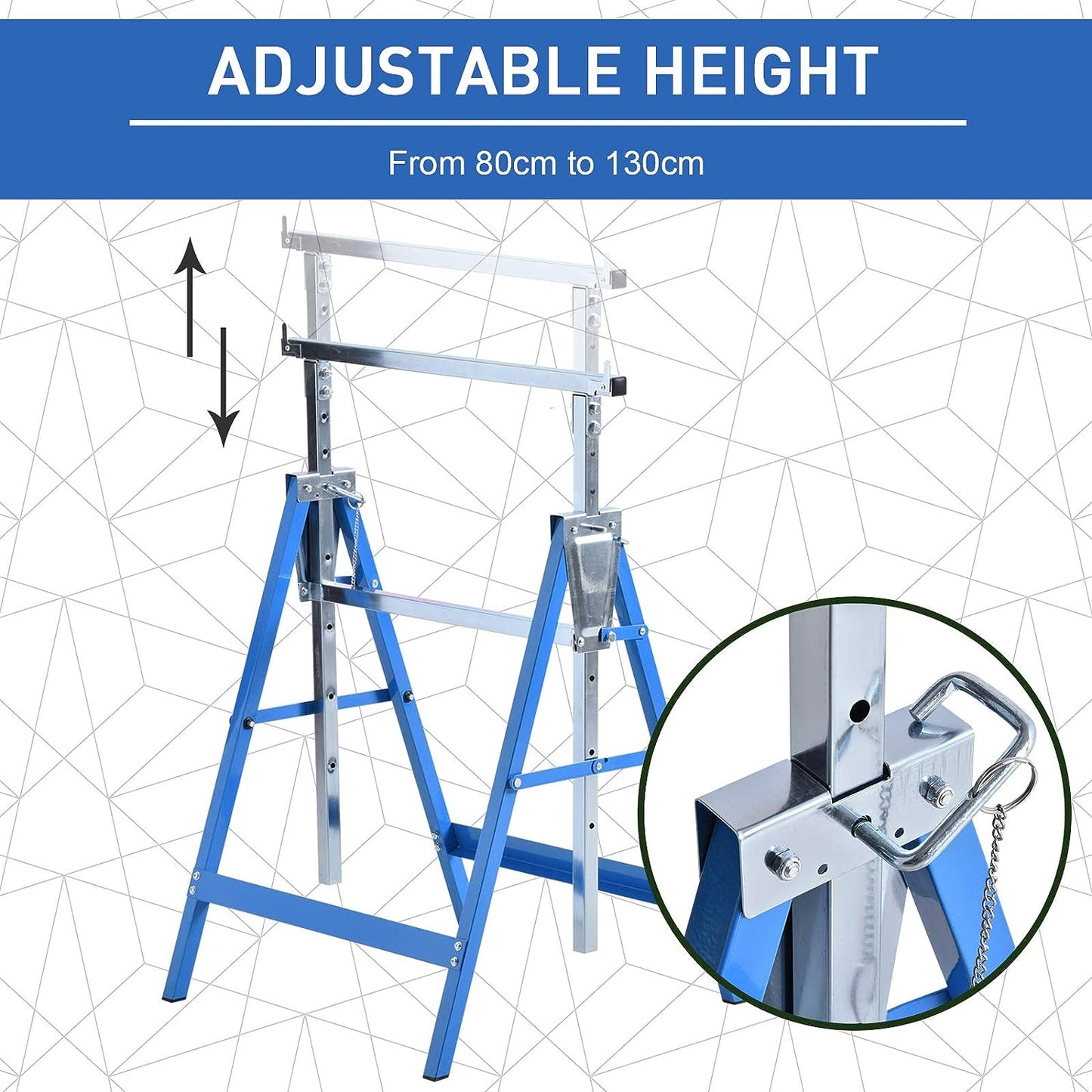 Steel Builders Workers Twin-Set Telescopic Trestle Stand Assist Blue / Black