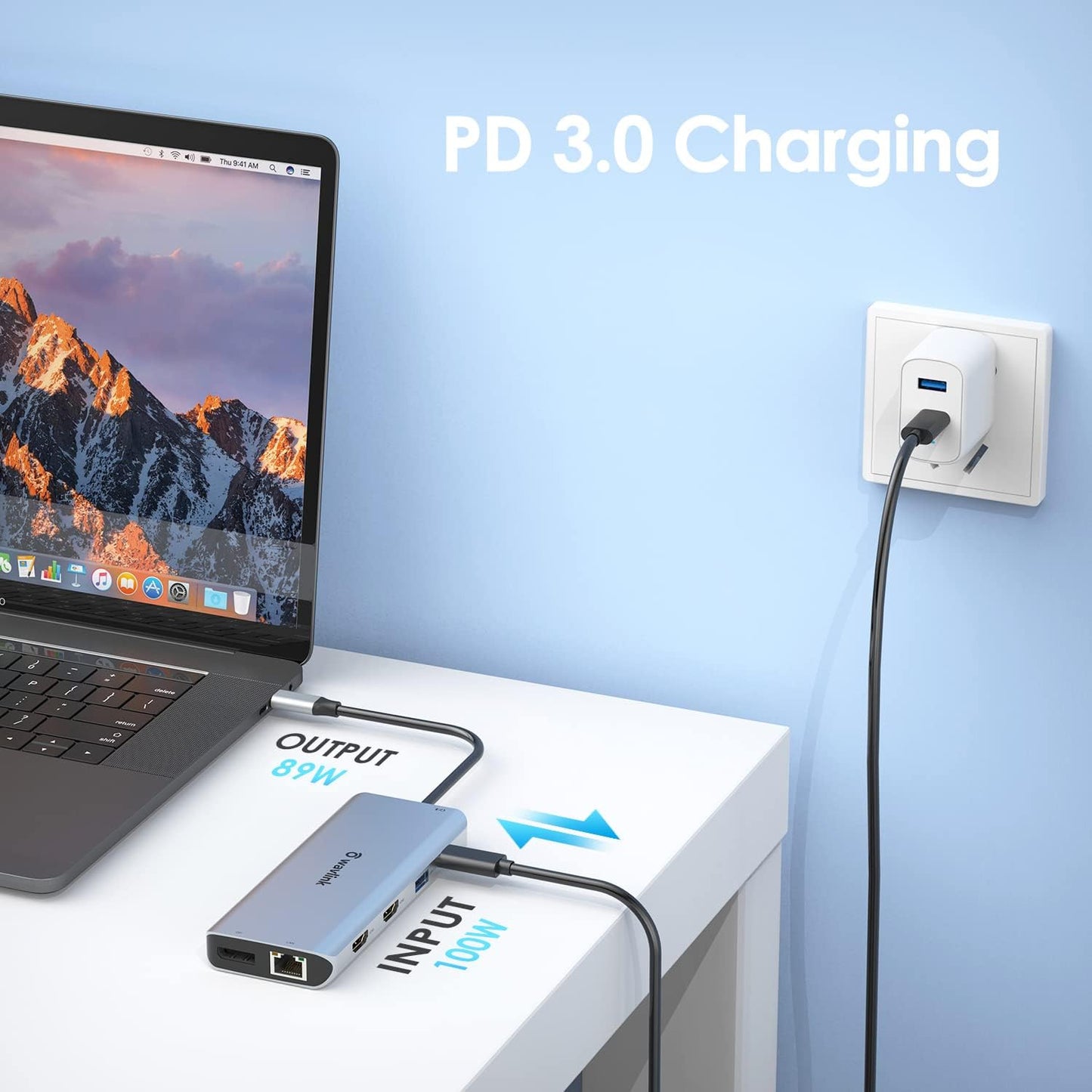 USB C Docking Station, WAVLINK 13 in 1 Multiport USB C Adapter Docking Station Hub With 2 HDMI 4K Display  Port 5 USB 89W PD