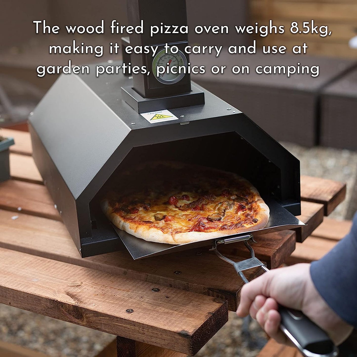 Haven Outdoor Wood Fired Pizza Oven With Ceramic Pizza Stone - Built in Thermometer Pizza Paddle & Rain Cover