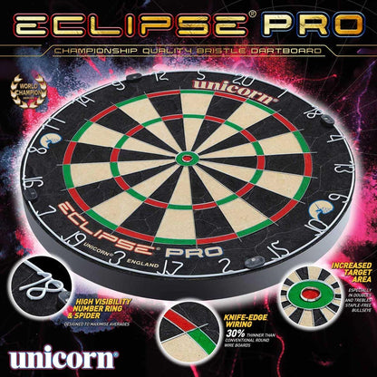 Unicorn Eclipse Pro, Professional Bristle Dartboard with Competition Quality Sisal, Spider and Number Ring, Professional Dart Board for Adults