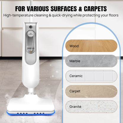 Dayplus Steam Mop & Detachable Steam Cleaner, 1500W Powerful Floor Steamer for Carpet Laminate Hardwood, 2 Washable Pads, 400ML