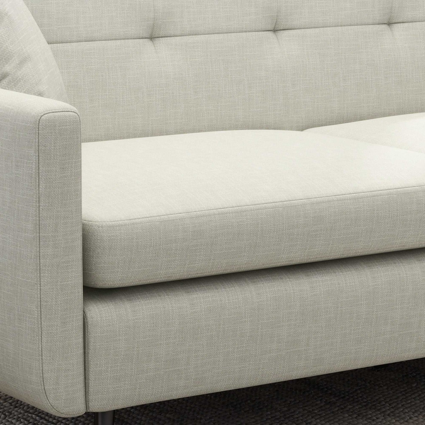 165cm 2 Seater Sofa for Living Room, Modern Fabric Couch, Tufted Loveseat Sofa Settee w/ Steel Legs, 2 Storage Pockets