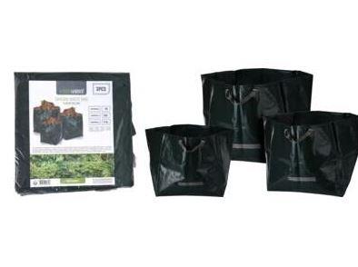 Garden Waste Bags Set of 3 | 90 GSM Polyester | Reinforced Handles | Leaves Garden Waste Debris | Seasonal Cleanup Landscaping | Space-Saving Hanging Storage