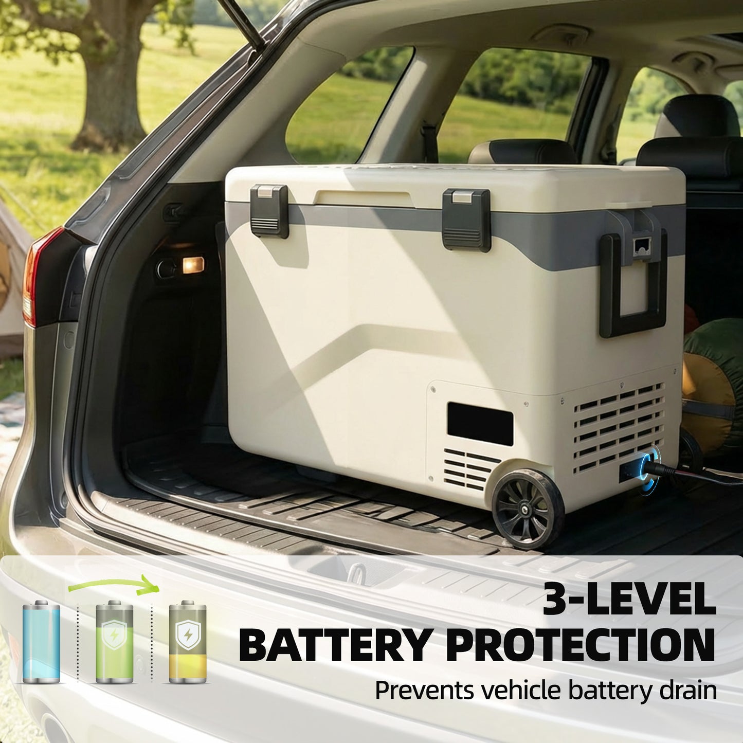 Outsunny 42.5L Compressor Car Fridge Freezer – -20°C to 20°C, Bluetooth App Control, Battery Protection, Wheels & Pull Rod, For Camping & Travel
