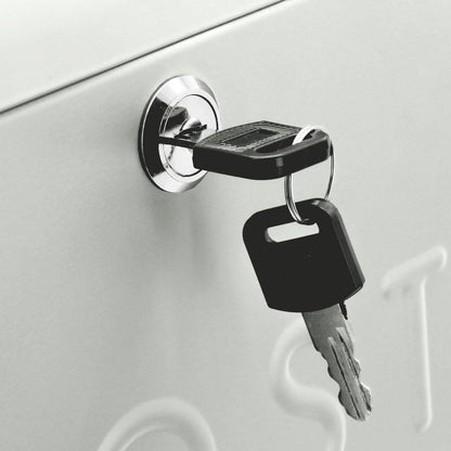 Maison & White Wall Mounted Post Box | White | Galvanised Steel | 37x25.5x9cm | Lockable | 2 Keys | Overhanging Lid | Weather-Resistant | 2-Year Warranty