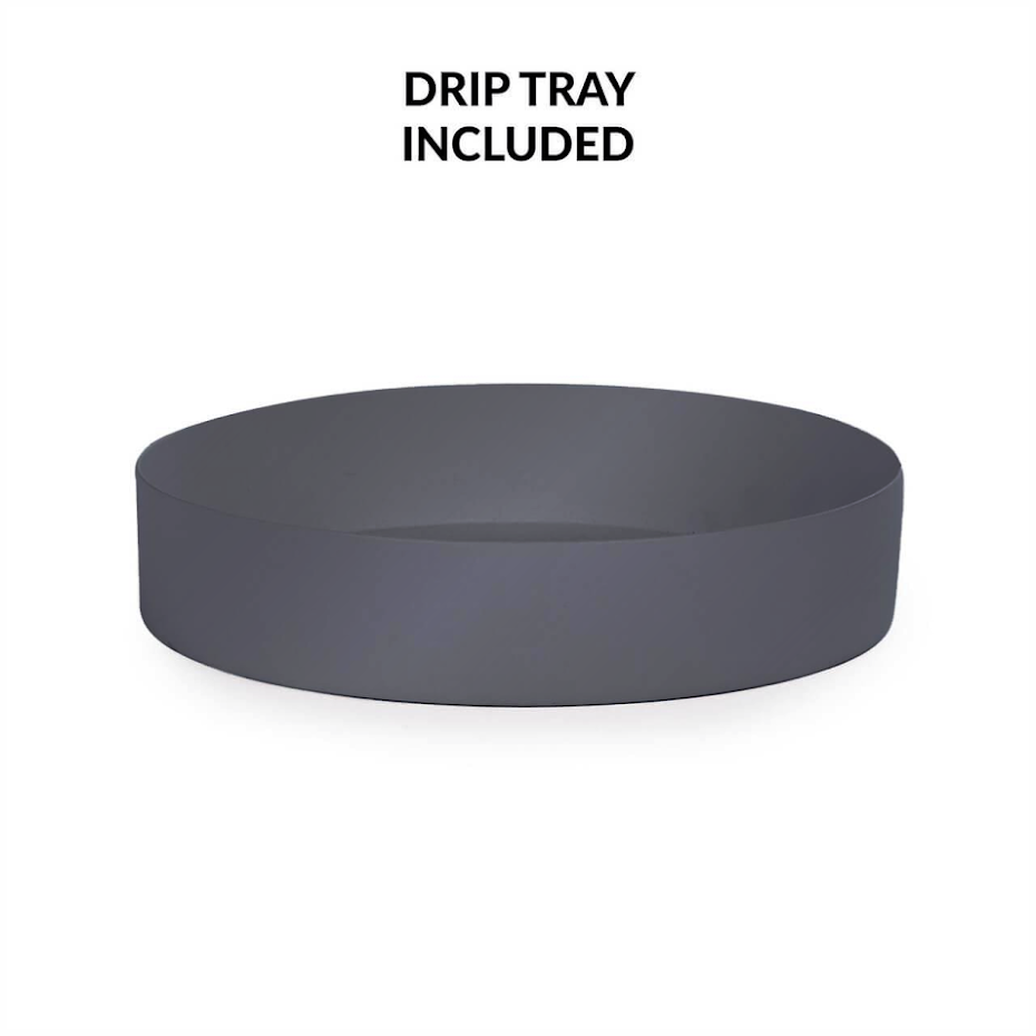 Round Metal Umbrella Stand | Laser Cut Design | Removable Drip Tray | 4 Side Hooks | Powder-Coated Iron | Rust Resistant | 49.2x21cm | 2-Year Warranty | Grey