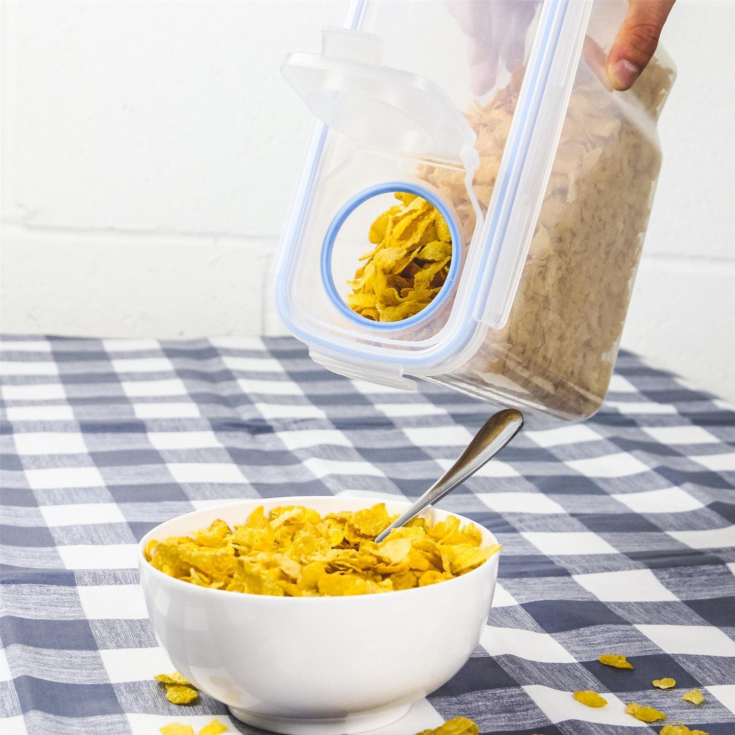 Airtight Cereal Storage Containers | Set of 4 | 2.4L Each | Snap-Lock Lid | Easy-Dispense Opening | Labels & Chalk Pen | 20.5x20.5x8cm | Hand Wash Only | 2-Year Warranty