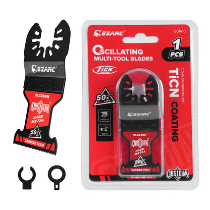 EZARC Ticn Coated Oscillating Saw Blade, Quick-Release Obsidian Carbide Saw Blade for Hard Metal, Nails, Screws, Bolts, Metal Cutting
