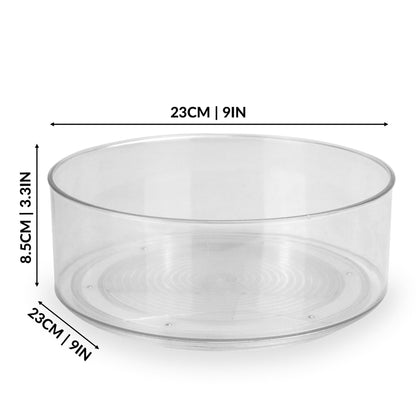 Pukkr Revolving Organisers | Set of 2 | Lazy Susan Turntable | Durable Plastic | 23x23x8.5cm Each | 360° Rotation | Cupboard Shelf Kitchen Bathroom Storage | Spice Jars Condiments | 2-Year Warranty