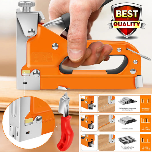 Staple Gun, 3-In-1 Upholstery Manual Brad Nailer Kit with Stapler Remover for Woodworking Furniture DIY, 3000 Staples