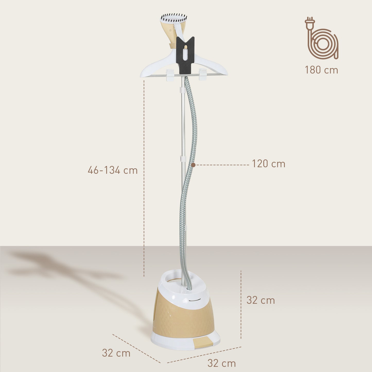 1800W Standing Clothes Steamer, with Accessories - Grey