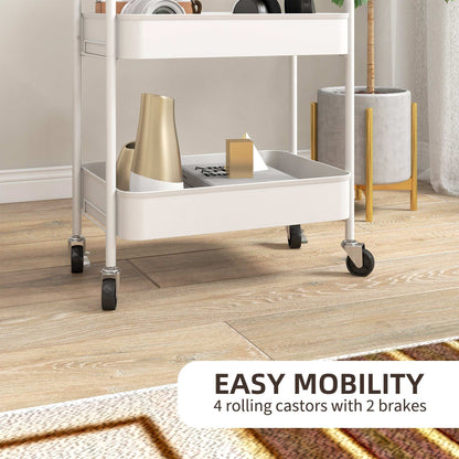 Three-Tier Steel Storage Trolley - White