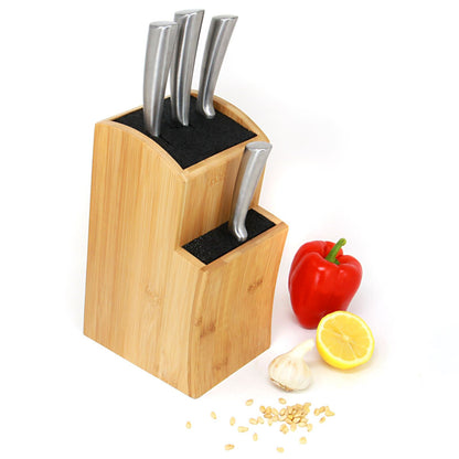 Maison & White Universal Bamboo Knife Block | Two-Tier Countertop Knife Holder | Removable Fibre Rod Inserts | Natural Bamboo Storage
