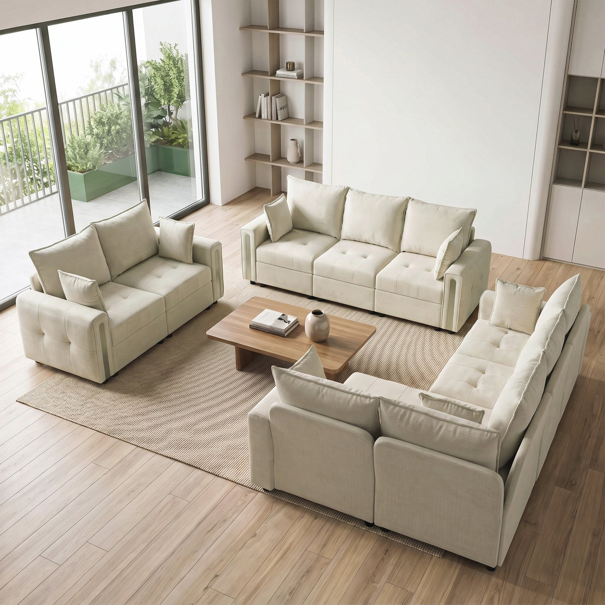 228cm Reversible L-Shaped Sofa | 3-Seater Velvet Corner Sofa with Lift-Up Storage | Deep Padded Seats & Wide Arms | Beige or Green