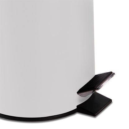 Maison & White White Matt Steel Bathroom Bin with Bamboo Lid | 3L | Foot Pedal | Soft-Close | Removable Inner Basket | Fingerprint-Resistant | 25.5x17x17cm | 2-Year Warranty