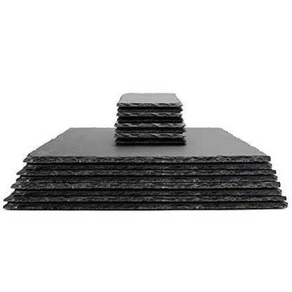 Maison & White Natural Slate Placemats & Coasters | 16 Piece Set | 8 Place Settings | 30 × 20cm Mats & 10cm Coasters