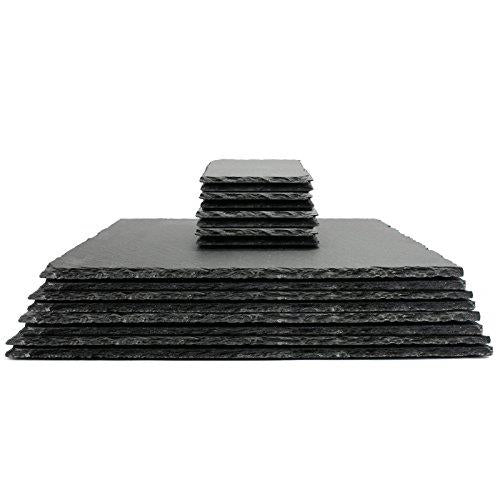 Maison & White Natural Slate Placemats & Coasters | 16 Piece Set | 8 Place Settings | 30 × 20cm Mats & 10cm Coasters