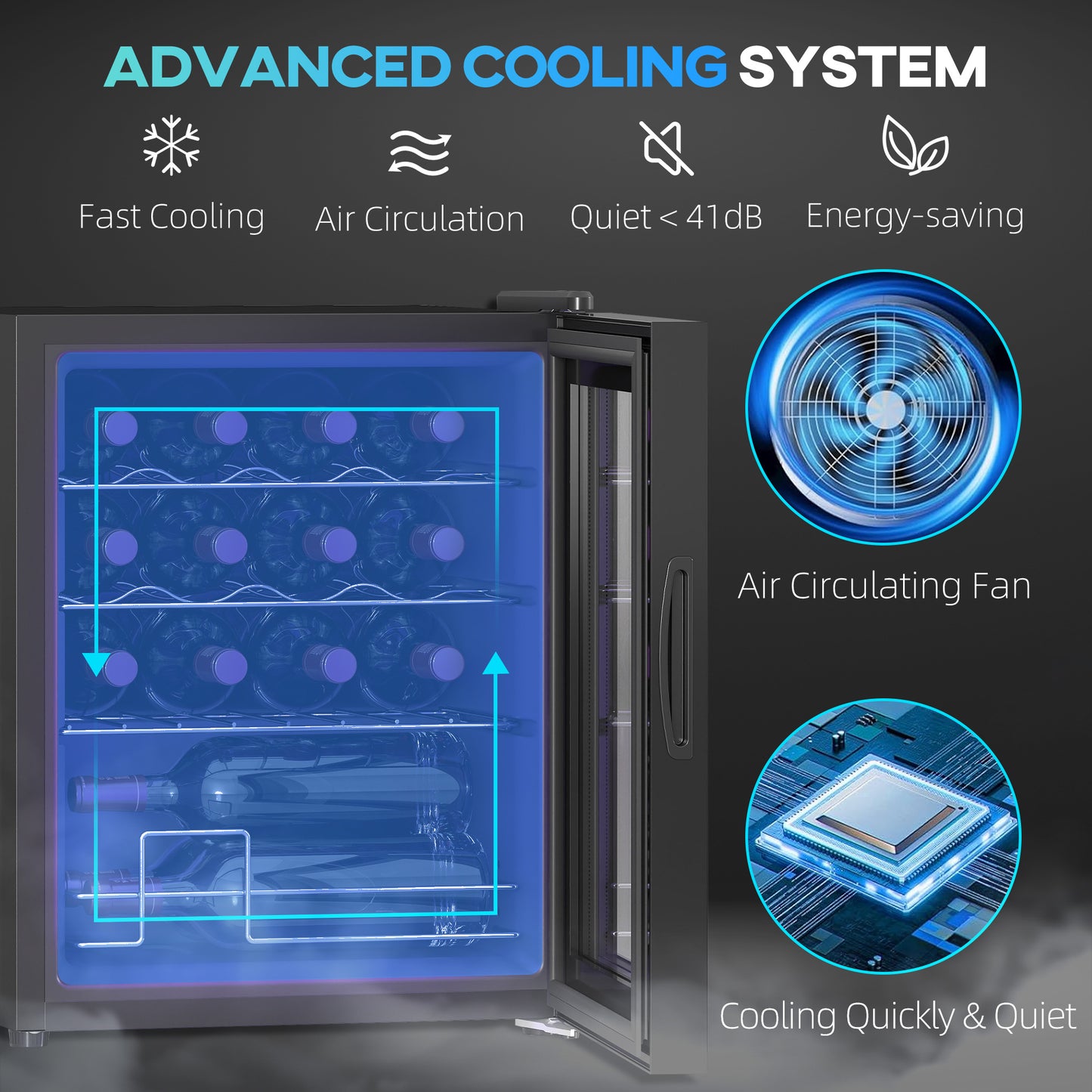 42L 16-Bottle Wine Cooler Fridge - Black