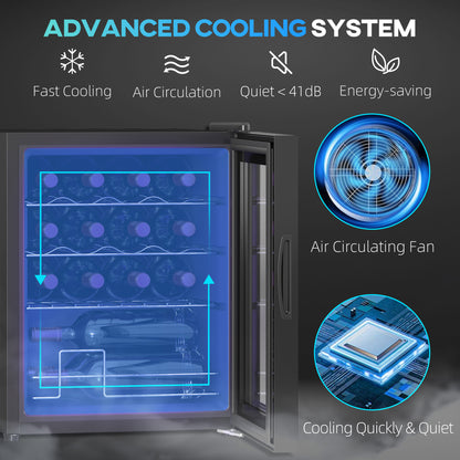 42L 16-Bottle Wine Cooler Fridge - Black