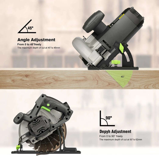 GALAX PRO Circular Saw 185Mm Saw Blade DIY Rechargeable 1400W Motor 6000RPM for Wood PVC Cutting Adjustable Bevel Electric Tool