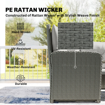 6-Piece PE Rattan Corner Garden Sofa Set | 2 Loveseats | Corner Sofa | 2 Footstools | Liftable Coffee Table | Washable Cushions | 120kg | Cream
