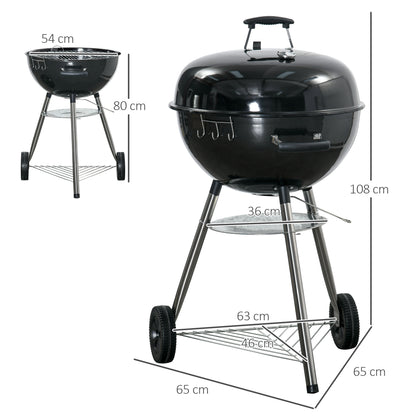 Outsunny Portable Kettle BBQ Charcoal Grill - Black