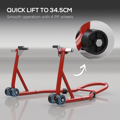 Rear Motorcycle Paddock Stand Motorbike Stand with Anti-Slip Mat, U-Shaped and L-Shaped Adapters, 200 kg Capacity, for 18", 17" and 10" Tyre