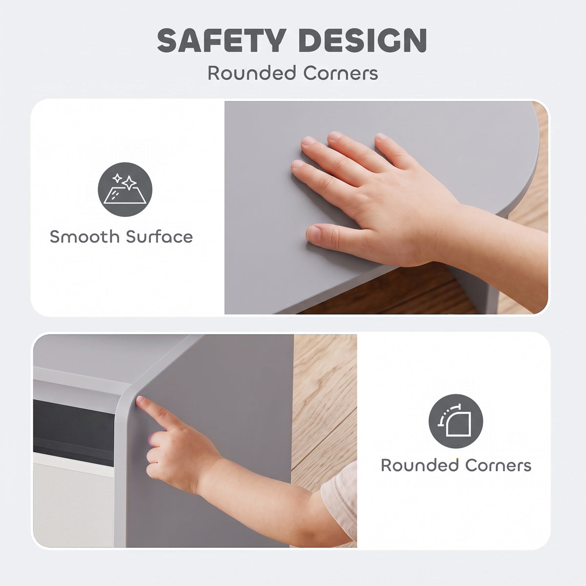 Kids Table and Chair Set | Grey Children's Desk with Storage Bin for Ages 3-5 | 2-in-1 Creative Activity Furniture