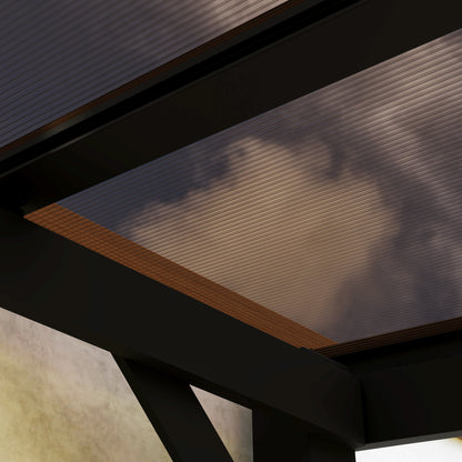 3 x 3(m) Metal Pergola with UPF 50+ and Waterproof Polycarbonate Roof, Wall-Mounted or Free Standing Garden Gazebo Outdoor Sun Shade