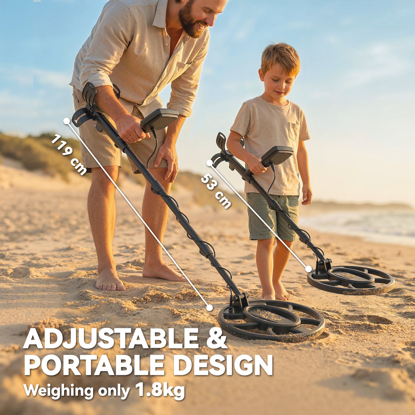 Outsunny Metal Detector for Adults, IP68 Waterproof Search Coil with LCD Display, 5 Modes Gold Detector with Carry Bag, Shovel