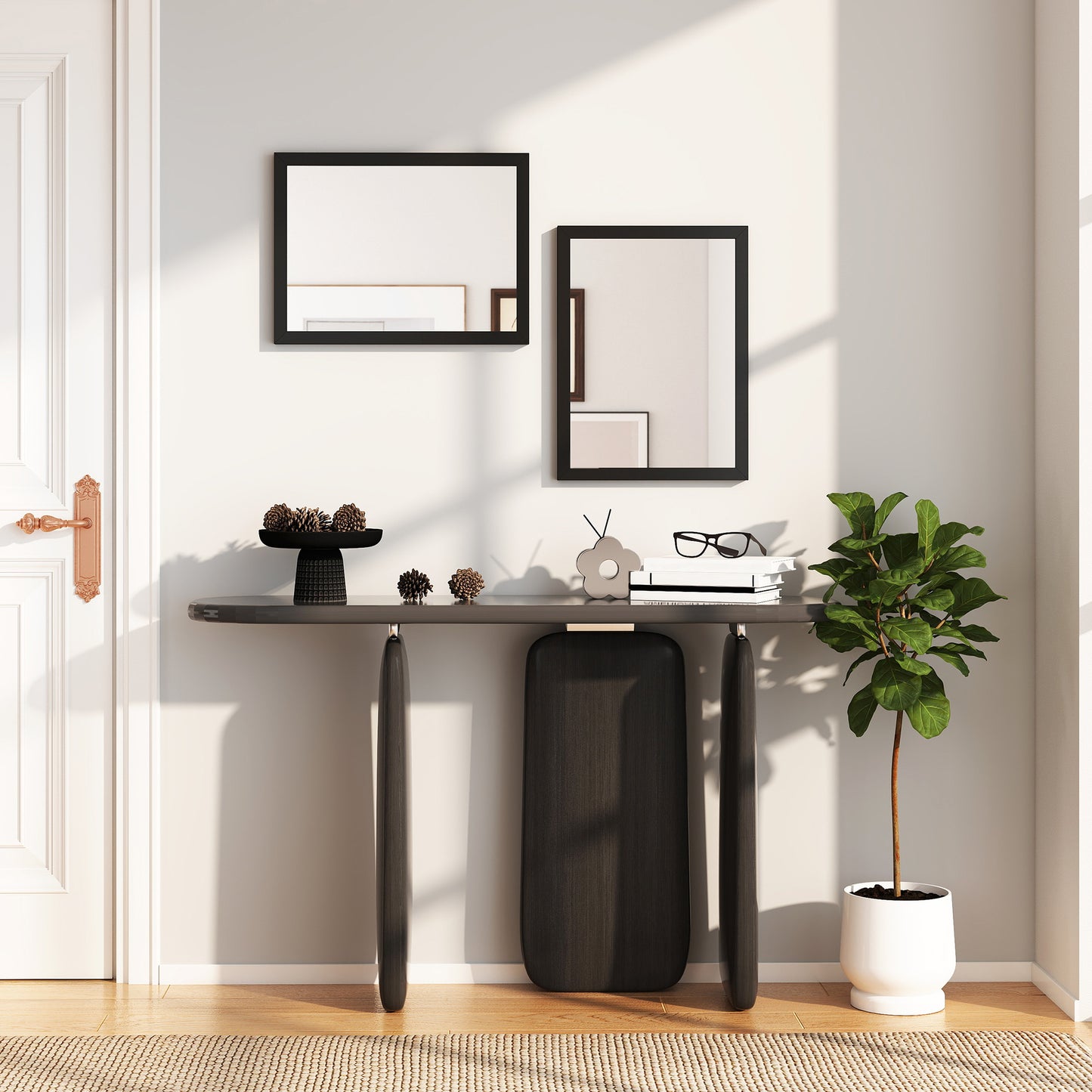 Set of 2 Wall Mirrors | Black Frame | 30 x 40 cm