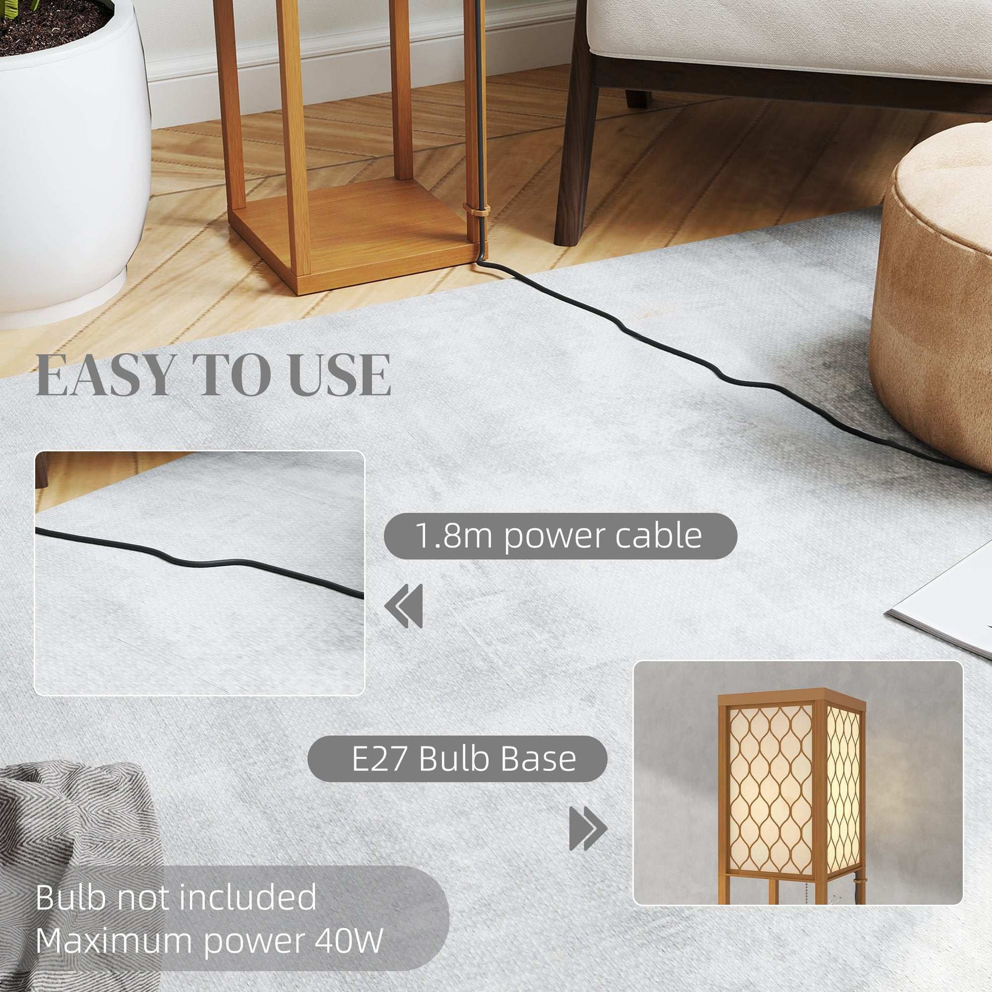 Three-Shelf Standing Floor Lamp - Natural