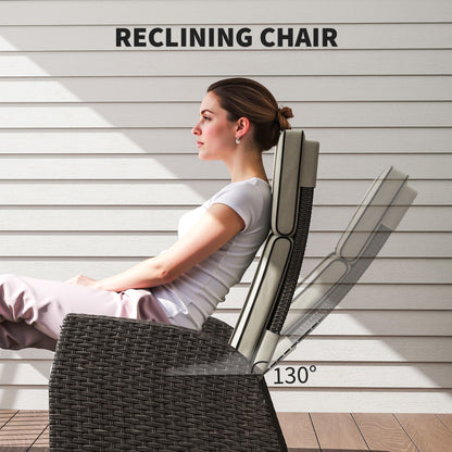 Outsunny 5-Piece Rattan Garden Furniture Set with Cushions - Brown