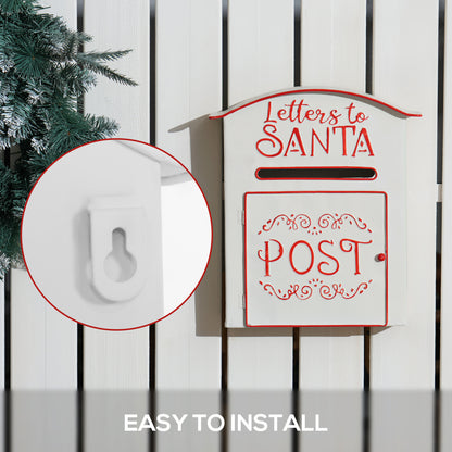Post Box Letters to Santa Mailbox, Wall Mounted Postbox, Christmas Decoration for Indoor and Outdoor, White