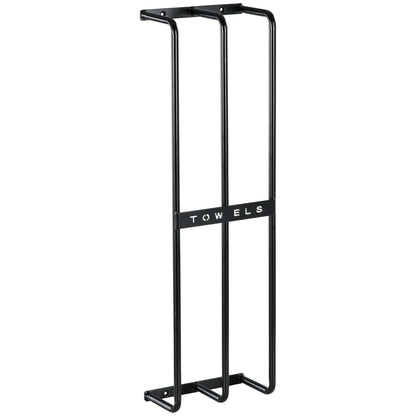 Towel Rail Wall Mounted Metal Rack Holder Organiser Holds Up to 6 Large Size (160 x 100cm) Rolled Towels, 3 Bar Towel Storage for Bathroom - Black