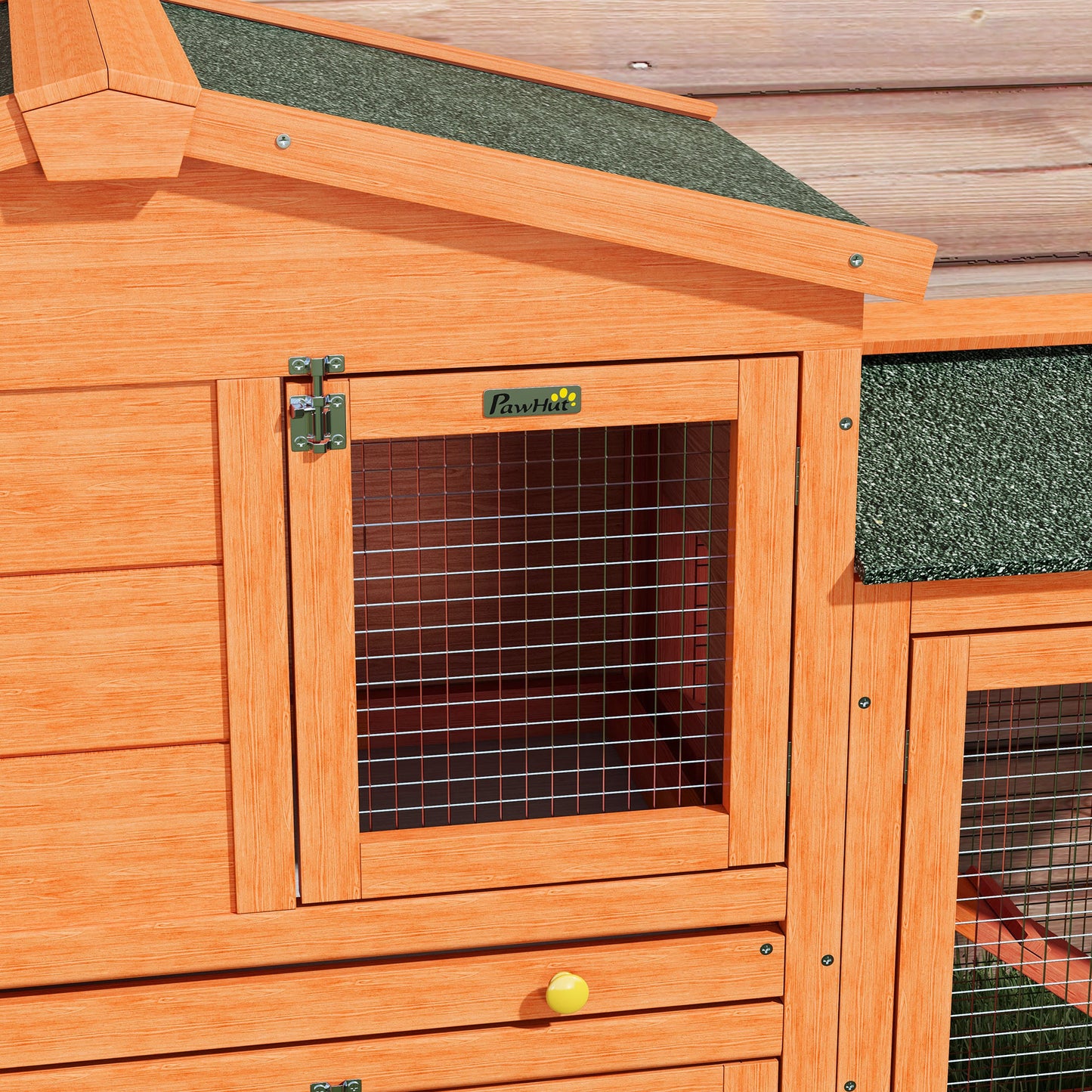 PawHut 2 Tier Rabbit Hutch with Run, Ramp, Slide-out Tray, for Garden, Yard, Orange