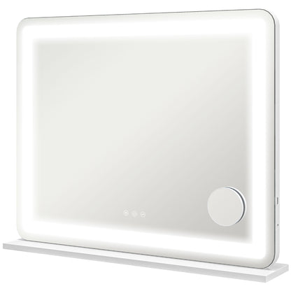 Vanity Mirror with Lights, Large Lighted Makeup Mirror with 3 Colour Lighting Modes, USB Charging Port, Touch Screen, Tabletop or Wall Mounted Design