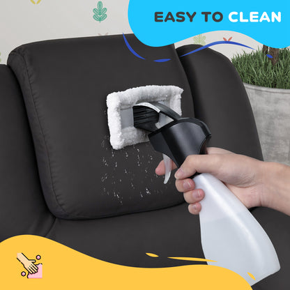 Kids Armchair, Kids Recliner Chair, PU Leather Kids Chair with Adjustable Backrest & Footrest, Padded Headrest, Black